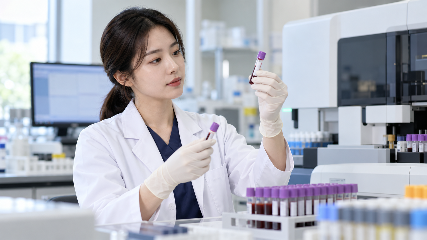채혈한 혈액 검체로 칼륨 수치를 확인하는 검사 과정